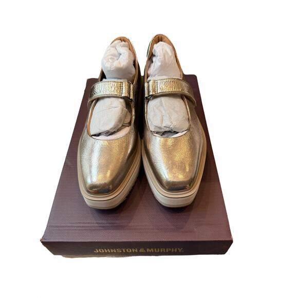 Johnston & Murphy Women's Gold Metallic Sheepskin Gracelyn Mary Jane Size 6M - Picture 7 of 11